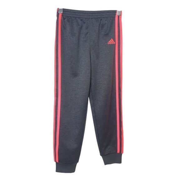 Adidas Girls Joggers 6X 3 Stripes Sporty Grey/Pink Sweatpants Activewear - Picture 1 of 5